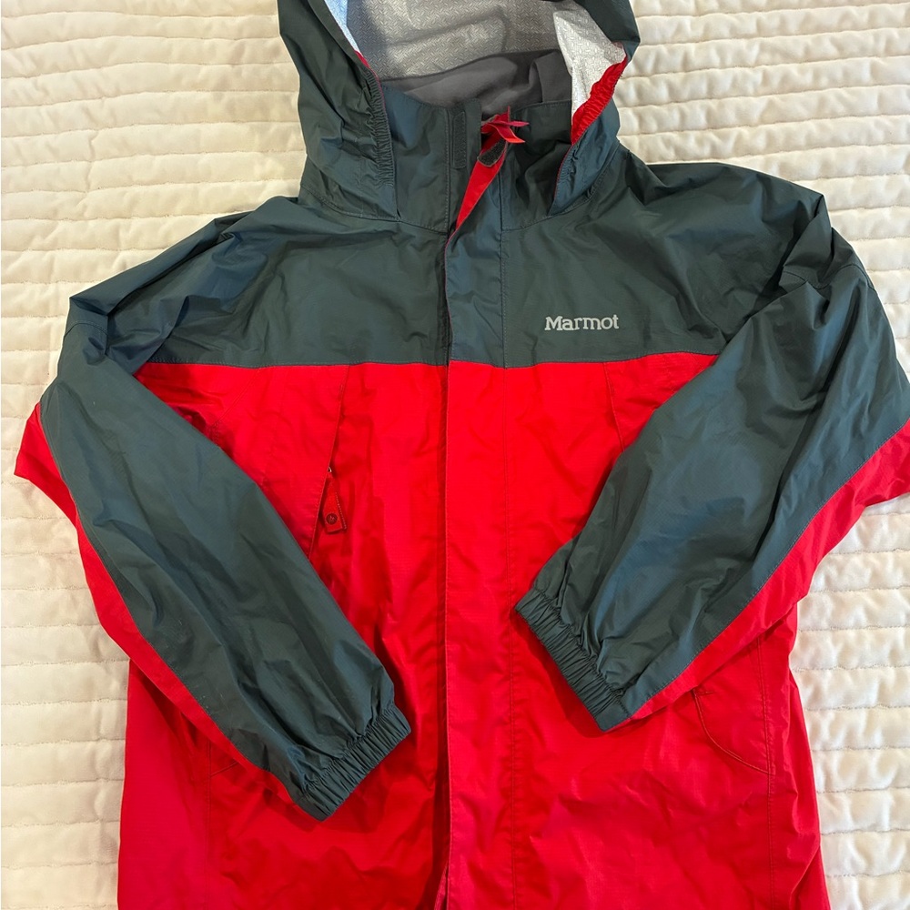 Marmot Kids Jacket Raincoat Red and Gray Small